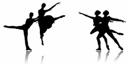 Black silhouette of dancing couples on a white background Stock Photo - Budget Royalty-Free & Subscription, Code: 400-05097187