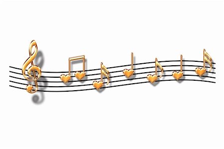 Musical notes in the form of heart on a white background Stock Photo - Budget Royalty-Free & Subscription, Code: 400-05097198