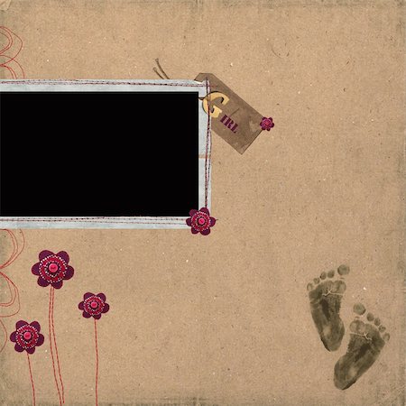 baby girl - grunge photo album Fotografie stock - Microstock e Abbonamento, Codice: 400-05097607