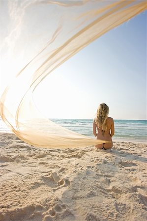 Blonde girl on the beach with shawl Stock Photo - Budget Royalty-Free & Subscription, Code: 400-05097867