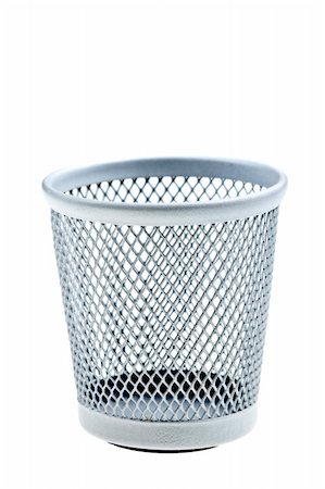 small metal garbage can, isolated on white Foto de stock - Royalty-Free Super Valor e Assinatura, Número: 400-05098070
