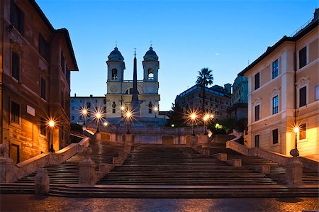 fontäne - The Spanish Steps in rome at sunrise Stock Photo - Budget Royalty-Free & Subscription, Code: 400-05098110