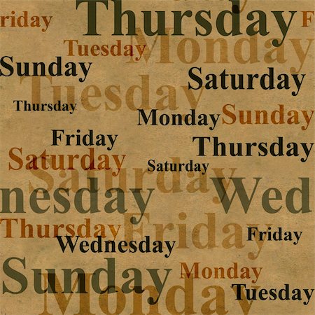 simsearch:400-07513116,k - Grunge background with names of days of week Stock Photo - Budget Royalty-Free & Subscription, Code: 400-05098264