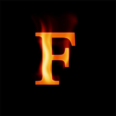 fire letter isolated on dark background Stock Photo - Budget Royalty-Free & Subscription, Code: 400-05098319