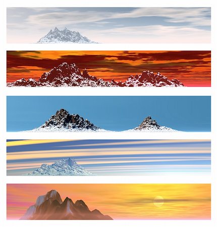 Collection of 5 Mountain Landscape Banners over White Photographie de stock - Aubaine LD & Abonnement, Code: 400-05098368