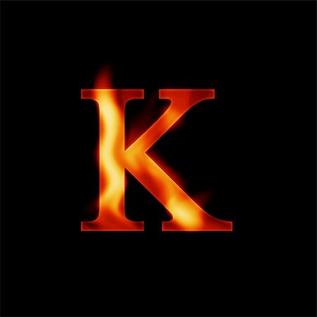 fire letter K isolated on dark background Photographie de stock - Aubaine LD & Abonnement, Code: 400-05098577