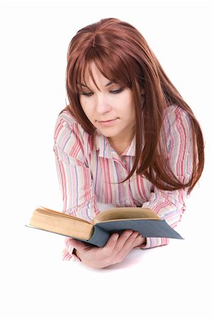 simsearch:400-04129453,k - attractive woman reading book. over white background Stock Photo - Budget Royalty-Free & Subscription, Code: 400-05098592
