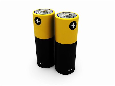 recharging batteries symbol - 3d illustration of two battery over white background Stock Photo - Budget Royalty-Free & Subscription, Code: 400-05098645