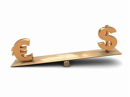 sign for european dollar - abstract 3d illustration of euro and dollar over board scale Stock Photo - Budget Royalty-Free & Subscription, Code: 400-05098668