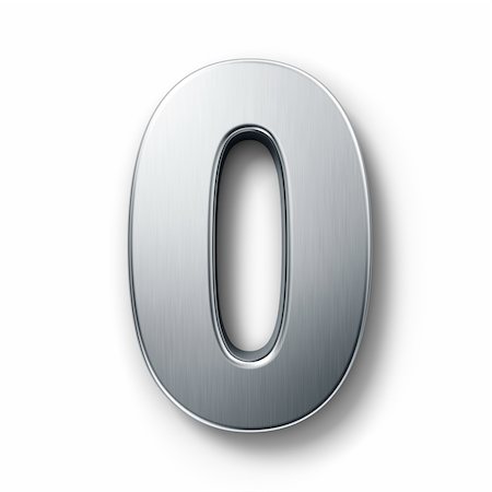 3d rendering of the number 0 in brushed metal on a white isolated background. Foto de stock - Super Valor sin royalties y Suscripción, Código: 400-05098712