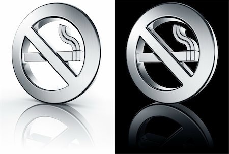 stop sign smoke - 3d rendering of a no smoking sign in brushed metal on a white and black reflective floor. Stock Photo - Budget Royalty-Free & Subscription, Code: 400-05098740