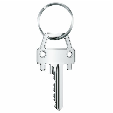 3d rendering of a key in key ring Stock Photo - Budget Royalty-Free & Subscription, Code: 400-05098757