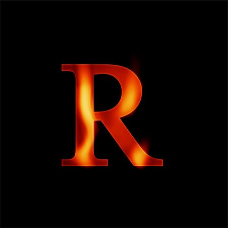 fire letter R isolated on dark background Stock Photo - Budget Royalty-Free & Subscription, Code: 400-05099047