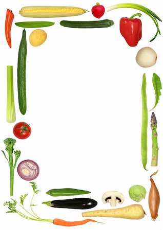 simsearch:400-04785187,k - Vegetable selection forming an abstract frame, over white background. Photographie de stock - Aubaine LD & Abonnement, Code: 400-05099217