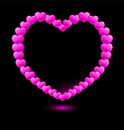 simsearch:400-05885929,k - Vector hearts forming heart shape over black background Foto de stock - Super Valor sin royalties y Suscripción, Código: 400-05090157