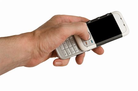 simsearch:400-04511025,k - Phone in a hand on a white background Stock Photo - Budget Royalty-Free & Subscription, Code: 400-05090169