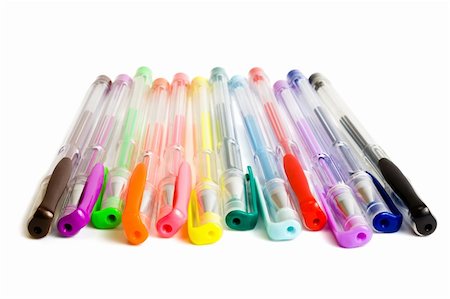 simsearch:400-04650289,k - Color ballpoint pens on a white background Stock Photo - Budget Royalty-Free & Subscription, Code: 400-05090396