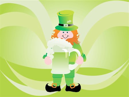 a leprechaun protecting his pot of gold, illustration Stock Photo - Budget Royalty-Free & Subscription, Code: 400-05090535
