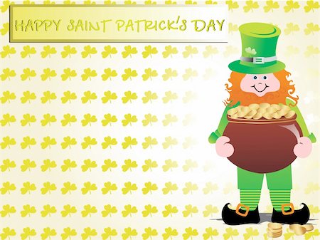 a leprechaun protecting his pot of gold, wallpaper Stock Photo - Budget Royalty-Free & Subscription, Code: 400-05090540