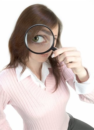 sherlock - Young Woman holding Magnifying Glass Stock Photo - Budget Royalty-Free & Subscription, Code: 400-05090873
