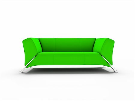red cushion on a sofa - green modern furniture on a white background 3d image Stock Photo - Budget Royalty-Free & Subscription, Code: 400-05091293