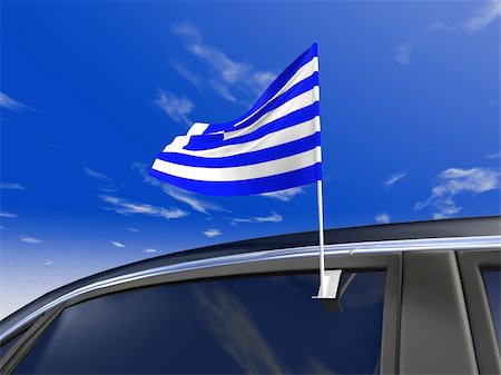 flag greece 3d - Greece - Europe cup Car flag on sky background Stock Photo - Budget Royalty-Free & Subscription, Code: 400-05091390