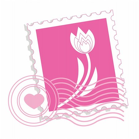 postage stamp - Postage stamp with tulip for st.valentine day Stock Photo - Budget Royalty-Free & Subscription, Code: 400-05091748