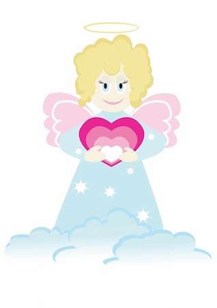 simsearch:400-04736001,k - Cartoon figure of little angel with heart. Good for greeting card. Foto de stock - Super Valor sin royalties y Suscripción, Código: 400-05091741