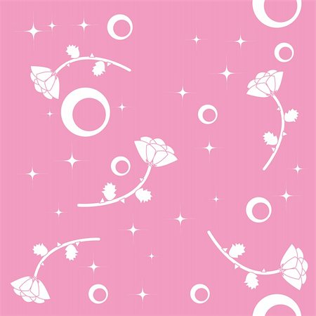 simsearch:400-04495780,k - Seamless pattern with roses, stars and circles on pink background Foto de stock - Super Valor sin royalties y Suscripción, Código: 400-05091743