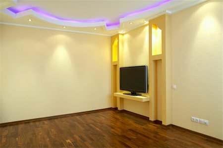 elegant tv room - Room interior in fashionable style with illumination Stock Photo - Budget Royalty-Free & Subscription, Code: 400-05091958
