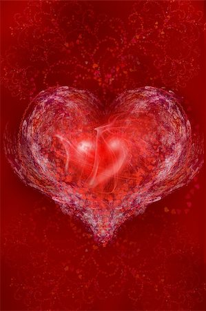 Heart-fractal, on a background claret with a decorative pattern from hearts Stock Photo - Budget Royalty-Free & Subscription, Code: 400-05092124