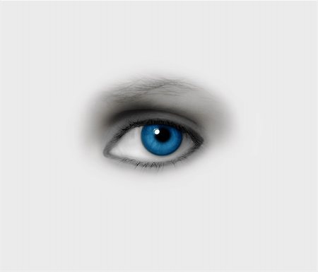 simsearch:400-04624558,k - Women's blue eye on a light background Foto de stock - Super Valor sin royalties y Suscripción, Código: 400-05092236