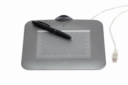 simsearch:400-08919132,k - Graphic tablet and pen on a white background Foto de stock - Super Valor sin royalties y Suscripción, Código: 400-05092306