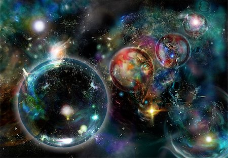 Digital created starfield with cosmic Nebulas and by enigmatic circles Stockbilder - Microstock & Abonnement, Bildnummer: 400-05092326