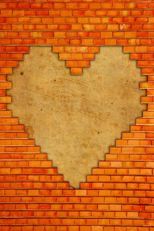 simsearch:400-06848095,k - brick wall with heart shape old paper texture Photographie de stock - Aubaine LD & Abonnement, Code: 400-05093404