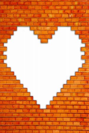 simsearch:400-06848095,k - brick wall with white heart shape Photographie de stock - Aubaine LD & Abonnement, Code: 400-05093402