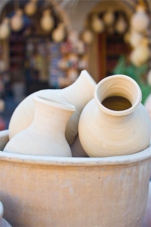 simsearch:400-07837352,k - A traditional Arabian market in Nizwa, Oman, with waterpots from the renowned village of Bahla. Stock Photo - Budget Royalty-Free & Subscription, Code: 400-05093801