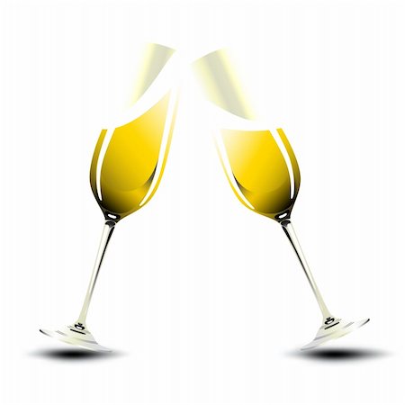 simsearch:400-03957640,k - Pair of champagne glasses making a toast. Valentine & New Year Illustration Foto de stock - Royalty-Free Super Valor e Assinatura, Número: 400-05104411