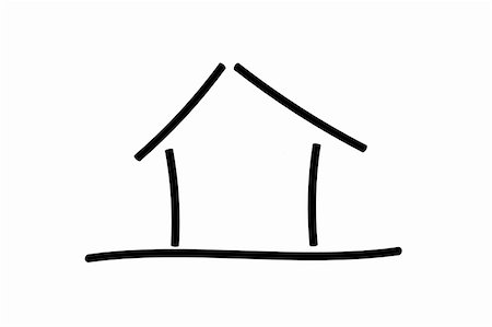 funny people on a roof - The image of the sketch of the house on a white background Foto de stock - Super Valor sin royalties y Suscripción, Código: 400-05104413