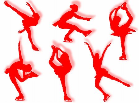 simsearch:400-04218163,k - Ice skater silhouette in different poses and attitudes Photographie de stock - Aubaine LD & Abonnement, Code: 400-05104539