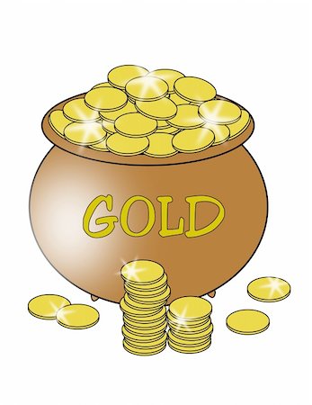 pot of gold - St. Patrick's day illustration of a copper pot of gold coins Stock Photo - Budget Royalty-Free & Subscription, Code: 400-05104735