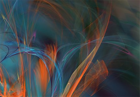 Abstract red, orange and blue fractal on dark background Stock Photo - Budget Royalty-Free & Subscription, Code: 400-05104837