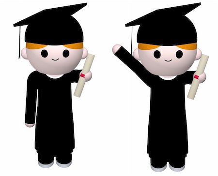 diploma master - 3D illustration of a graduate in different poses Photographie de stock - Aubaine LD & Abonnement, Code: 400-05104871