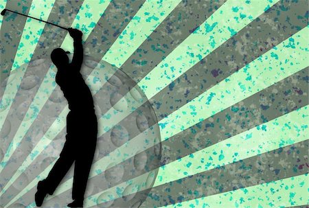 superdumb (artist) - Grunge golf illustration with silhouette of a player ball and rays Foto de stock - Super Valor sin royalties y Suscripción, Código: 400-05104945