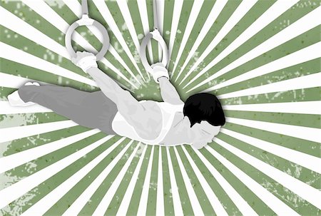 Grunge illustration of a man doing gymnastic routine on the rings Stock Photo - Budget Royalty-Free & Subscription, Code: 400-05104948