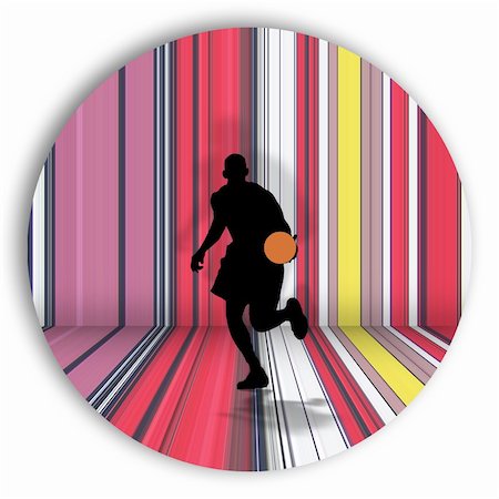 simsearch:400-06102709,k - Silhouette of a basket player in a circle over white background Stockbilder - Microstock & Abonnement, Bildnummer: 400-05105015