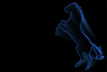 superdumb (artist) - Rampant blue horse silhouette over black background Foto de stock - Super Valor sin royalties y Suscripción, Código: 400-05105025