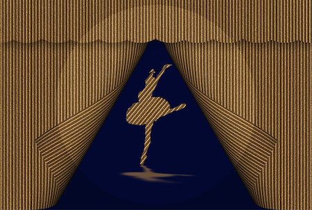 simsearch:862-03713209,k - Cardboard ballet theatre with dancer over blue background Stock Photo - Budget Royalty-Free & Subscription, Code: 400-05105031