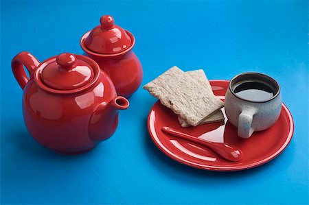 Breakfast on blue table. Stock Photo - Budget Royalty-Free & Subscription, Code: 400-05105255