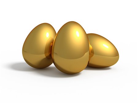 Three golden eggs isolated on white Stock Photo - Budget Royalty-Free & Subscription, Code: 400-05105289